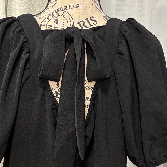 NWT OFEEFAN Women's Black Milkmaid Dress - Picture 4 of 8